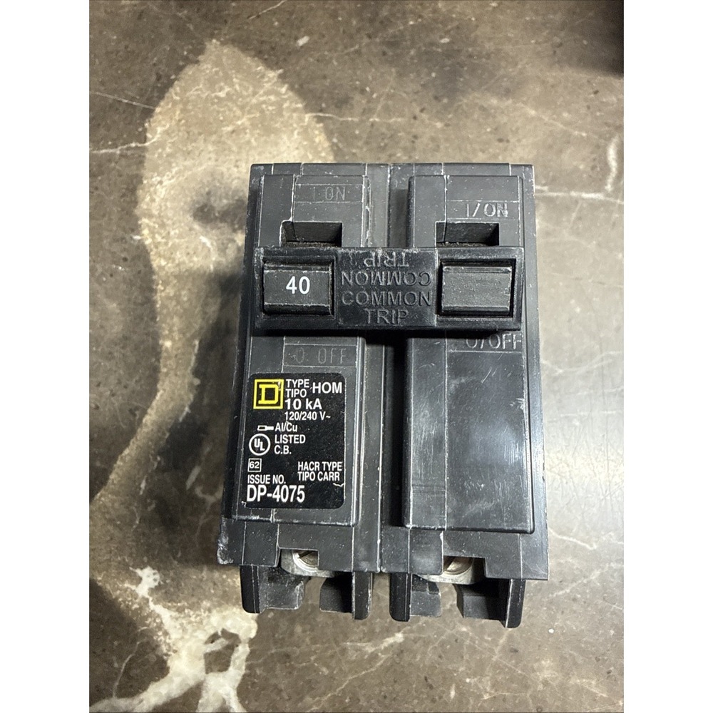 Double 2 Pole‎ 40 Amp Square D Breaker DP-4075 HOM 10ka